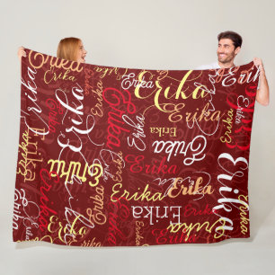 Repeated Colour Names stamped all over Dark Red Fleece Blanket