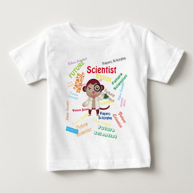 Repeated Future Scientist Monkey Birthday Party Baby T-Shirt (Front)