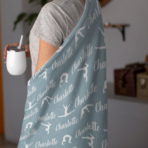Repeated Names Gymnastics Blue Fleece Blanket