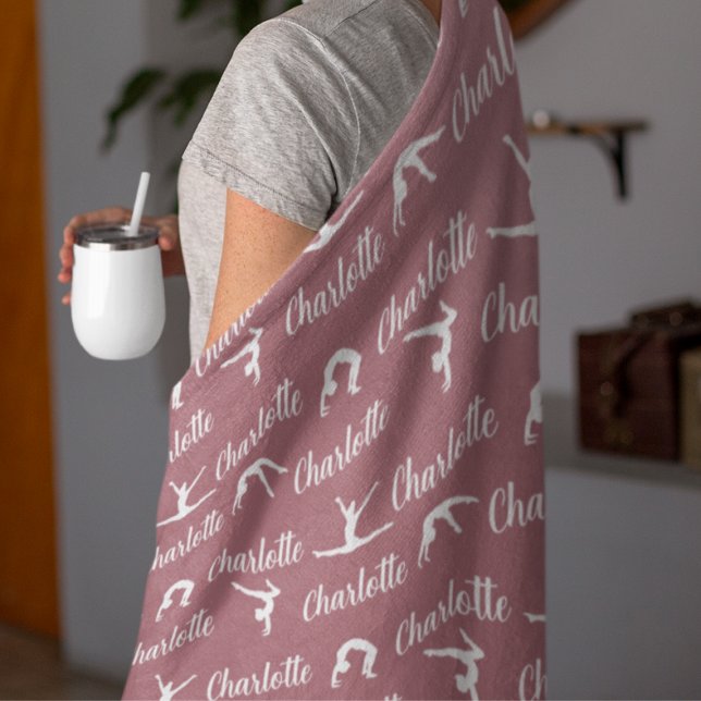 Repeated Names Gymnastics Purple Fleece Blanket (Creator Uploaded)