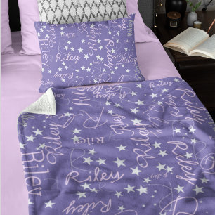 Repeated Names Speckled Stars Periwinkle Fleece Blanket