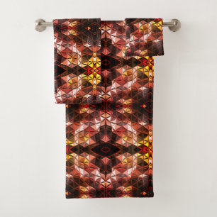 Repeated of red triangle generating strange shapes bath towel set