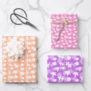 Repeated Puzzle Pieces Pattern Wrapping Paper Sheet