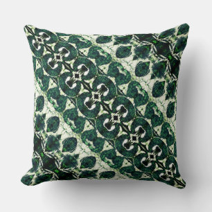 Repeated rough emerald green under white texture cushion