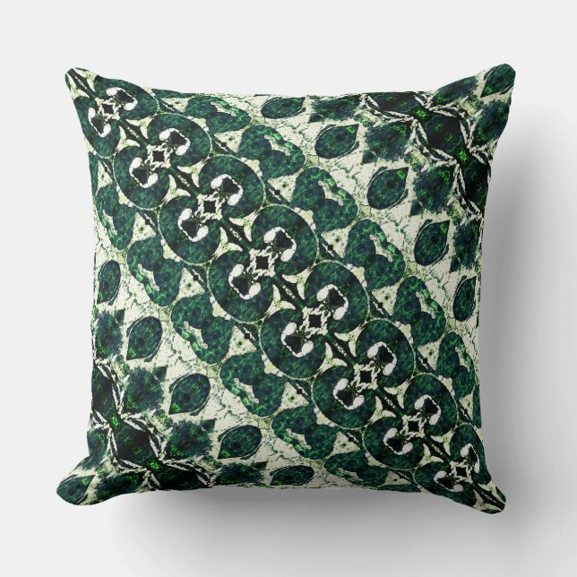 Repeated rough emerald green under white texture cushion (Front)