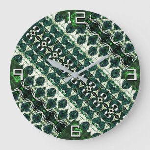 Repeated rough emerald green under white texture t large clock