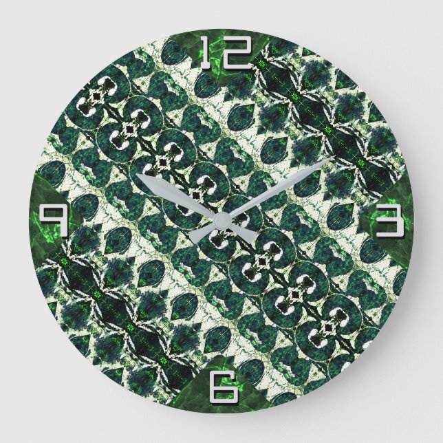 Repeated rough emerald green under white texture t large clock (Front)