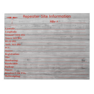 Repeater Site Information Notepad