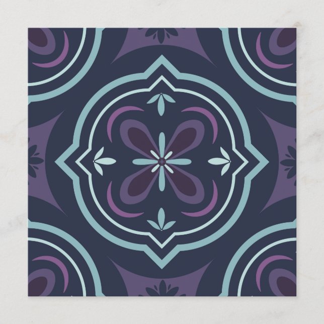 Repeating Blue Botanical Flower Design Advice Card (Front)