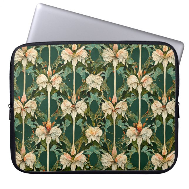 Repeating Botanical Patterns Laptop Sleeve (Front)