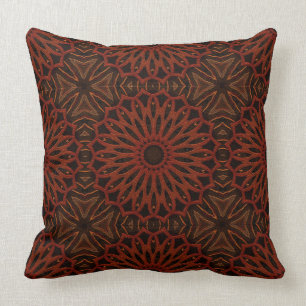 Repeating Brown/Rust Mandala Pattern Cushion