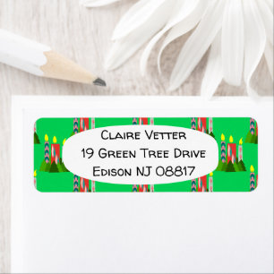 Repeating Christmas Candles  Return Address Label