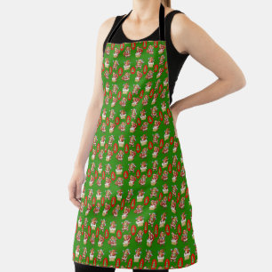 Repeating Christmas pattern featuring tigers as Sa Apron