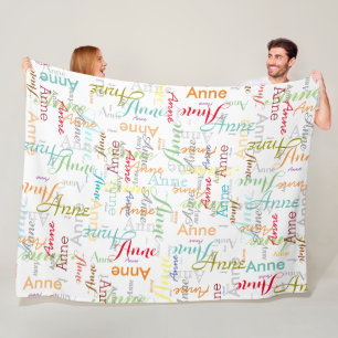 Repeating Colourful Name Cool Typography Fleece Blanket