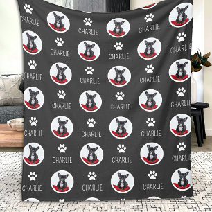 Repeating Dog Cat Pet Name & Photo Fleece Blanket