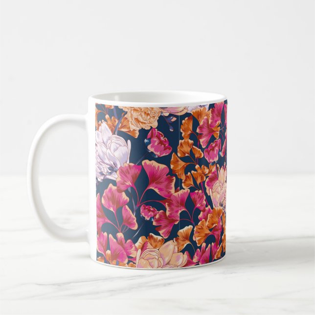 Repeating Flora Vintage Vintage Pattern Coffee Mug (Left)