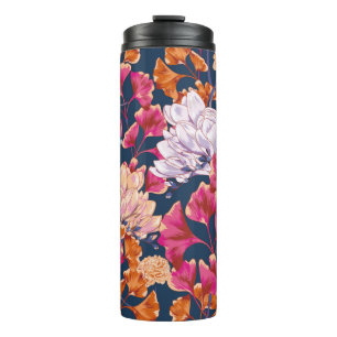 Repeating Flora Vintage Vintage Pattern Thermal Tumbler