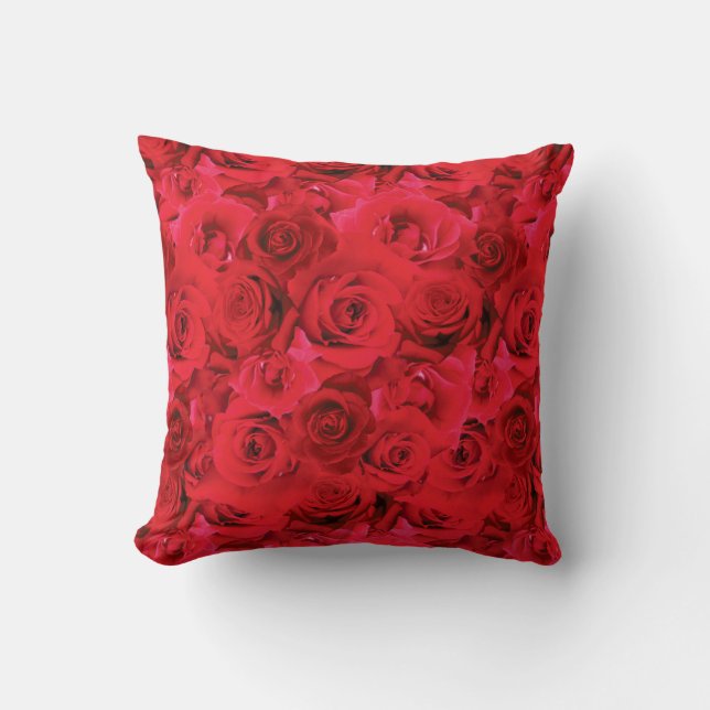 Repeating Floral Motif | Red Roses Pattern Cushion (Front)