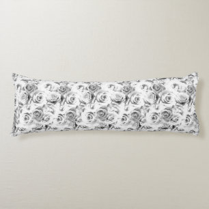 Repeating Floral Motif   White Roses Pattern Body Cushion