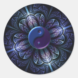 repeating fractal yin-yang classic round sticker