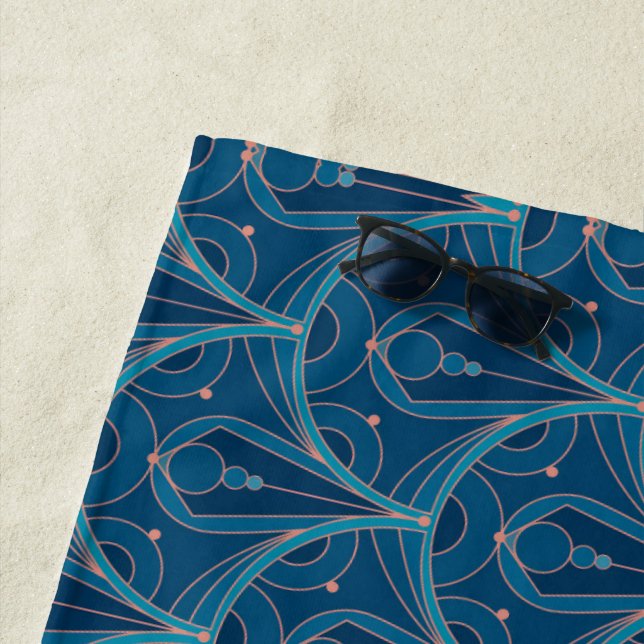 Repeating geometric Art Deco pattern Beach Towel (In Situ)