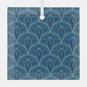 Repeating geometric Art Deco pattern Glass Tree Decoration