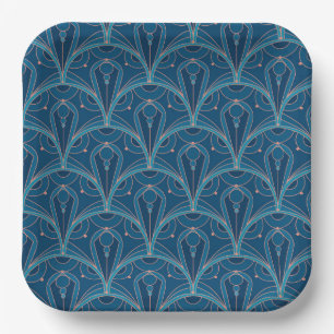 Repeating geometric Art Deco pattern Paper Plate