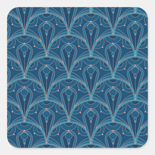 Repeating geometric Art Deco pattern Square Sticker (Front)