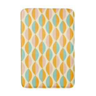 Repeating geometric pattern in beige background bath mat