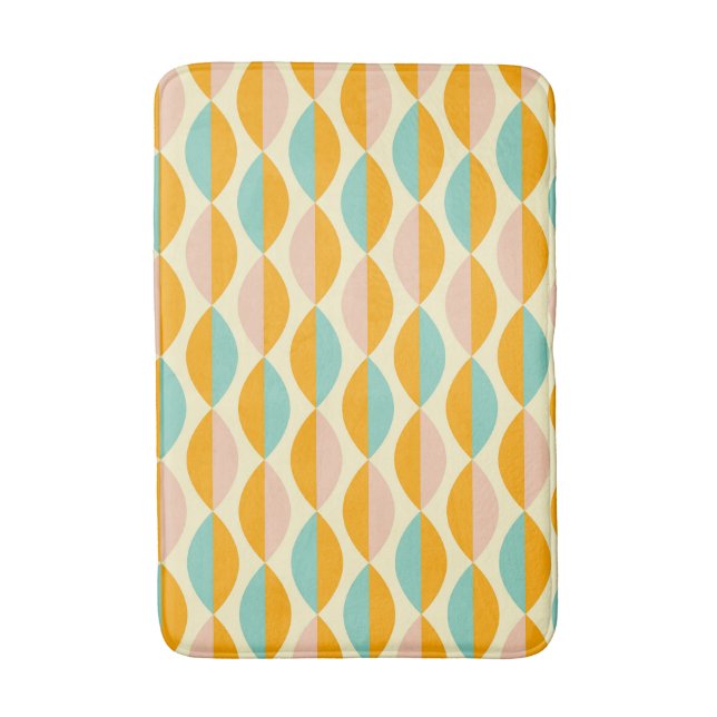 Repeating geometric pattern in beige background bath mat (Front Vertical)