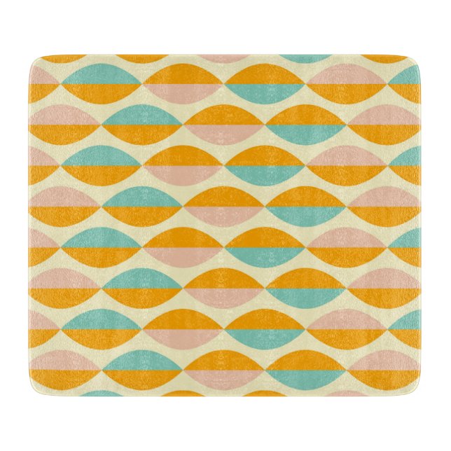 Repeating geometric pattern in beige background cutting board (Front)