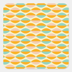 Repeating geometric pattern in beige background square sticker