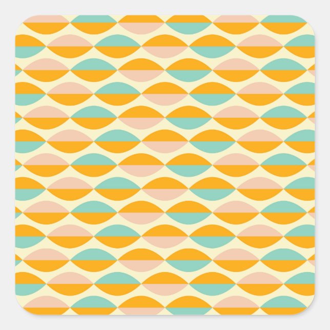 Repeating geometric pattern in beige background square sticker (Front)