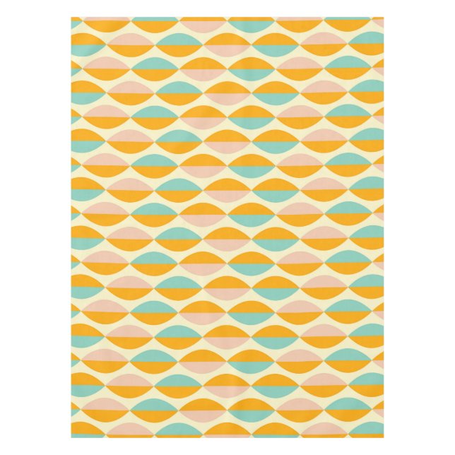 Repeating geometric pattern in beige background tablecloth (Front)