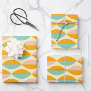 Repeating geometric pattern in beige background wrapping paper sheet
