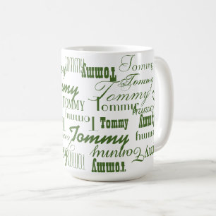 Repeating Green Name Pattern Coffee Mug