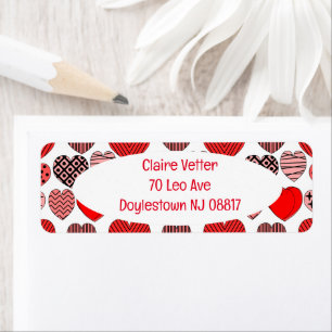 Repeating Hearts Return Address Label