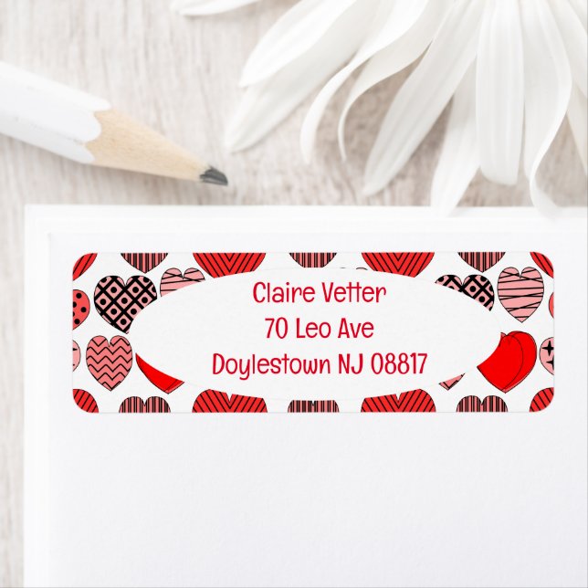 Repeating Hearts Return Address Label (Insitu)