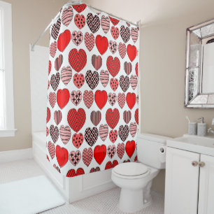 Repeating Hearts Shower Curtain
