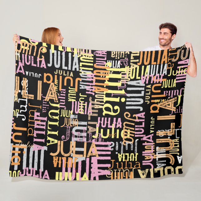 Repeating Her Name | Colours on Black Fleece Blanket (In Situ)