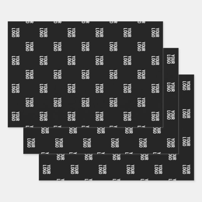 Repeating Image, Design or Company Business Logo Wrapping Paper Sheet (Set)