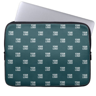 Repeating Image, Design or Logo   Dark Blue Green Laptop Sleeve