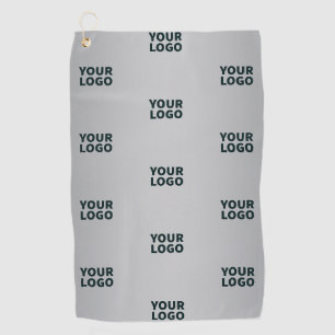 Repeating Logos on Grey Gradient (editable colour) Golf Towel