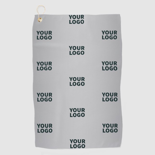 Repeating Logos on Grey Gradient (editable colour) Golf Towel (Front)