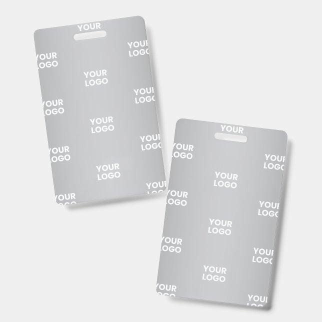 Repeating Logos on Grey Gradient (editable colour) ID Badge (Front & Back)