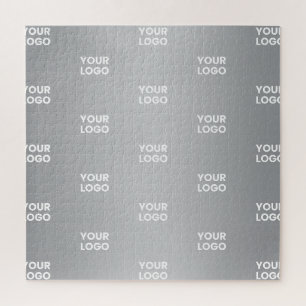Repeating Logos on Grey Gradient (editable colour) Jigsaw Puzzle