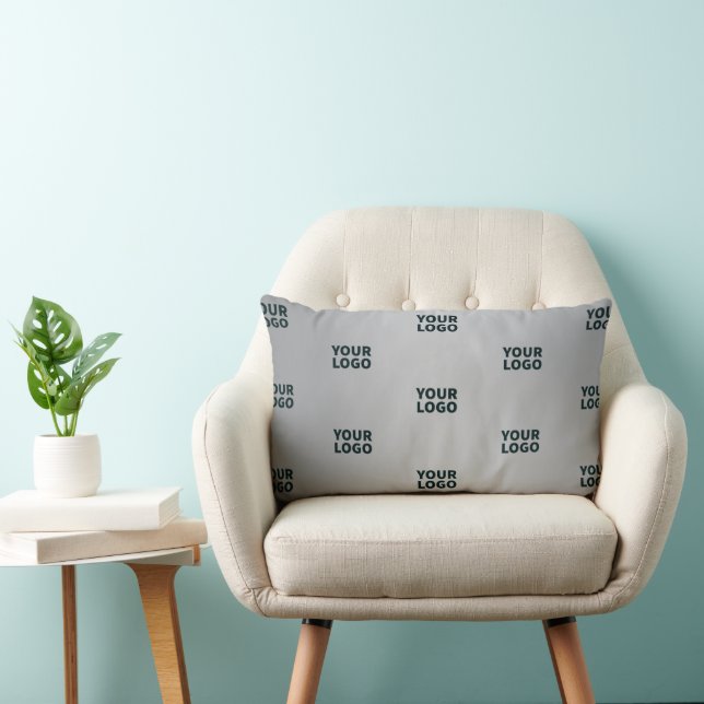 Repeating Logos on Grey Gradient (editable colour) Lumbar Cushion (Chair)