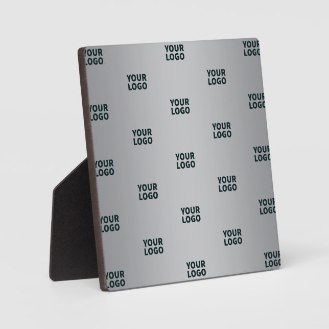 Repeating Logos on Grey Gradient (editable colour) Plaque (Front)