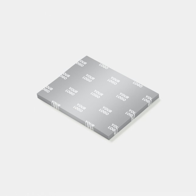 Repeating Logos on Grey Gradient (editable colour) Post-it Notes (Angled)