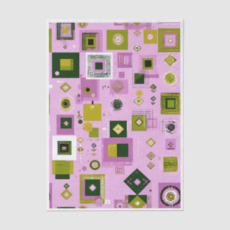 Repeating Modern Pink, Green Pattern ET6 Decoupage Tissue Paper